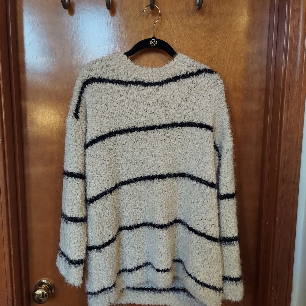 White Birch Cream and Black Striped Sweater
